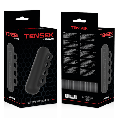 TENSEK 5 Masturbatore Nero con Linee di Stimolazione e Maniglia Ergonomica